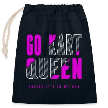 Allez Kart Queen - Sac cadeau en coton avec cordon (25 x 30 cm) - bleu marine - Devant