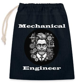 Mechanical Engineer white - Closable cotton gift bag (25x30cm) - navy - Front