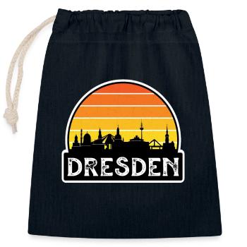 Dresde Allemagne Flag Skyline Souvenir de voyage - Sac cadeau en coton avec cordon (25 x 30 cm) - bleu marine - Devant