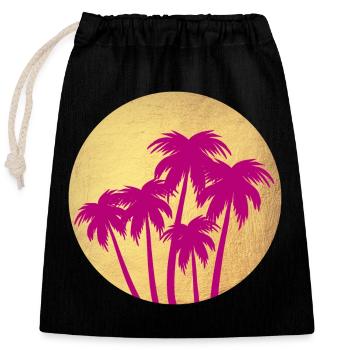 Circle Gold Palm Pink Holiday Deluxe South Seas Luxury - Closable cotton gift bag (25x30cm) - black - Front