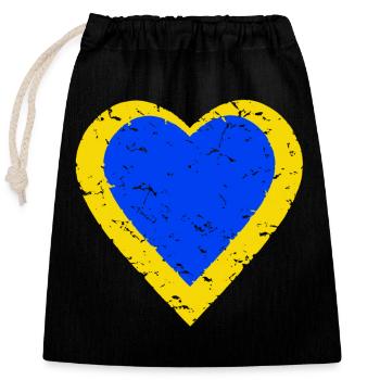 Solidarität mit der Ukraine - gelb blau Herz - Verschließbarer Geschenkbeutel aus Baumwolle (25x30cm) - Schwarz - Vorne