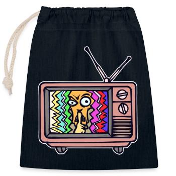 TV Nuit Streaming Cinéma Films Télévision - Sac cadeau en coton avec cordon (25 x 30 cm) - bleu marine - Devant