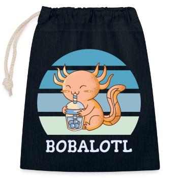 Boba Bubble Tea Axolotl Bobalotl - Closable cotton gift bag (25x30cm) - navy - Front
