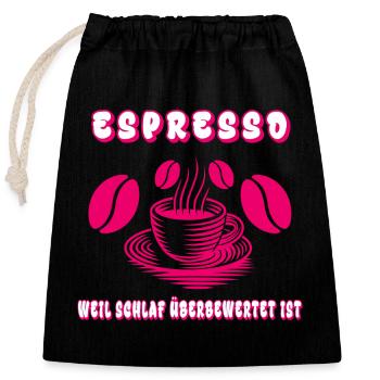 Espresso Design - Verschließbarer Geschenkbeutel aus Baumwolle (25x30cm) - Schwarz - Vorne