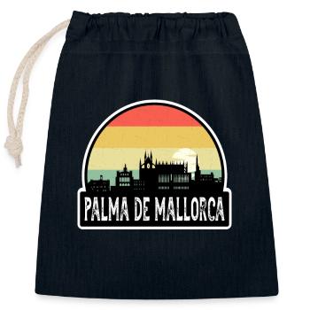 Palma De Mallorca Spain Flag Skyline Travel Souven - Closable cotton gift bag (25x30cm) - navy - Front