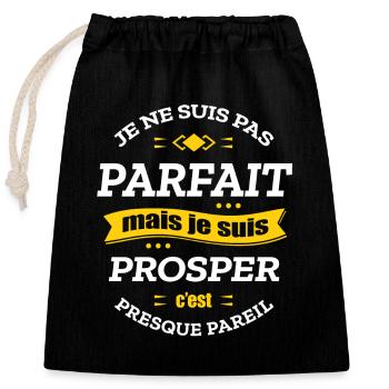 PROSPER PARFAIT - PRENOM PROSPER - Sac cadeau en coton avec cordon (25 x 30 cm) - noir - Devant