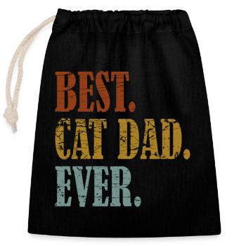 Meilleur papa de chat Meilleur papa de chat de tous les temps Motif de chat - Sac cadeau en coton avec cordon (25 x 30 cm) - noir - Devant