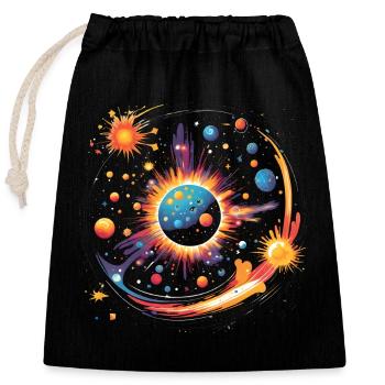 Big Bang - Sac cadeau en coton avec cordon (25 x 30 cm) - noir - Devant