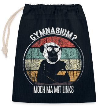 Vintage Affe Gymnasium Wortspiel - Verschließbarer Geschenkbeutel aus Baumwolle (25x30cm) - Navy - Vorne