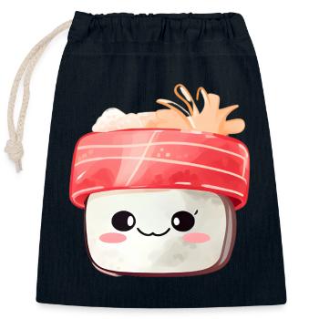 Sushi - Verschließbarer Geschenkbeutel aus Baumwolle (25x30cm) - Navy - Vorne
