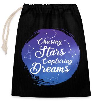 Hunting Stars Catching Dreams - Closable cotton gift bag (25x30cm) - black - Front