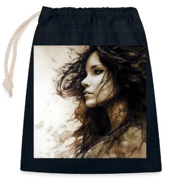 Portrait Woman 01 - Closable cotton gift bag (25x30cm) - navy - Front