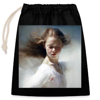 Peinture Femme 01 - Sac cadeau en coton avec cordon (25 x 30 cm) - noir - Devant