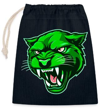 Tête de panthère verte - Sac cadeau en coton avec cordon (25 x 30 cm) - bleu marine - Devant