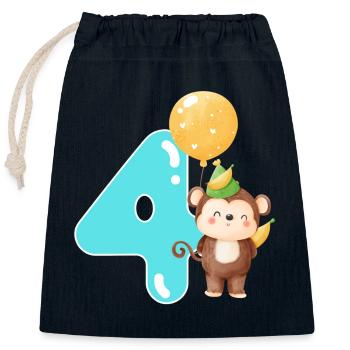 4th birthday. 4 years gift - Closable cotton gift bag (25x30cm) - navy - Front