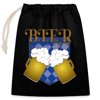 Bier Zeit – Prost Krüge Design - Verschließbarer Geschenkbeutel aus Baumwolle (25x30cm) - Schwarz - Vorne