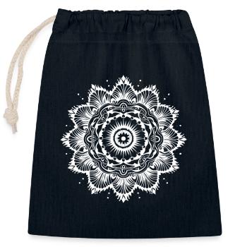 Yogi, Prana Mandala en blanc - Sac cadeau en coton avec cordon (25 x 30 cm) - bleu marine - Devant