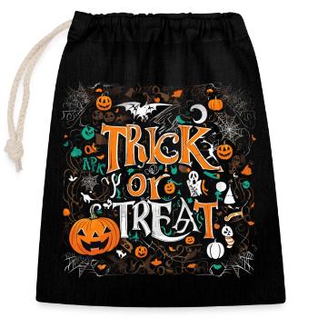Trick or treat - Closable cotton gift bag (25x30cm) - black - Front