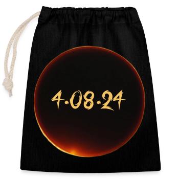 Sonnenfinsternis 2024 - Verschließbarer Geschenkbeutel aus Baumwolle (25x30cm) - Schwarz - Vorne