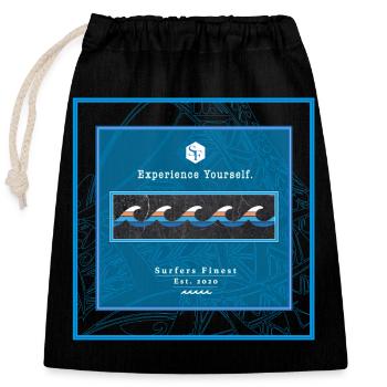 Surf Design Waves Logo Polynesian - Closable cotton gift bag (25x30cm) - black - Front