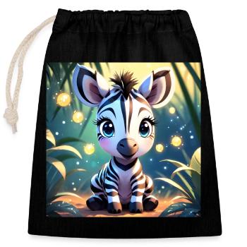 Mignon bébé zèbre - Sac cadeau en coton avec cordon (25 x 30 cm) - noir - Devant