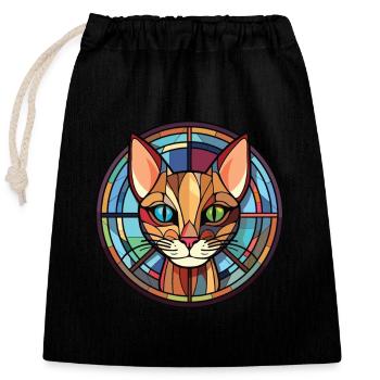 Havana Brown Cat Colorful Watercolor Illustration - Closable cotton gift bag (25x30cm) - black - Front