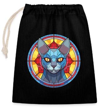 Illustration d’aquarelle colorée de chat bleu russe - Sac cadeau en coton avec cordon (25 x 30 cm) - noir - Devant
