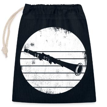 Esquisse de clarinette - Sac cadeau en coton avec cordon (25 x 30 cm) - bleu marine - Devant