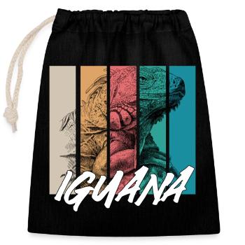 Iguana - Closable cotton gift bag (25x30cm) - black - Front