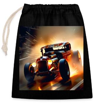 Rusty Hot Rod racing #7 - Sac cadeau en coton avec cordon (25 x 30 cm) - noir - Devant