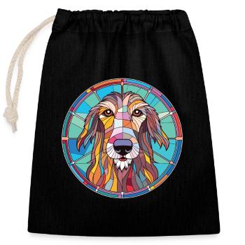 Lévrier écossais chien race aquarelle colorée - Sac cadeau en coton avec cordon (25 x 30 cm) - noir - Devant