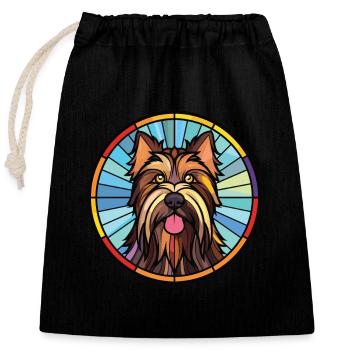 Skye Terrier chien race aquarelle Illustration - Sac cadeau en coton avec cordon (25 x 30 cm) - noir - Devant