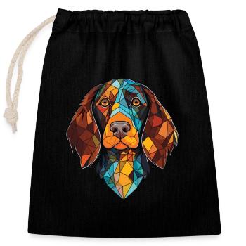 Frisian Pointing Dog Breed Watercolor Illustration - Closable cotton gift bag (25x30cm) - black - Front
