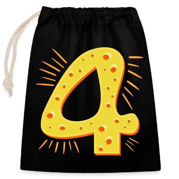 NUMÉRO 4 ANS - FROMAGE QUATRE ANS - Sac cadeau en coton avec cordon (25 x 30 cm) - noir - Devant