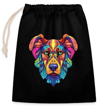 Illustration à l’aquarelle de race de chien paria indien - Sac cadeau en coton avec cordon (25 x 30 cm) - noir - Devant