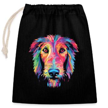 Lévrier écossais chien race aquarelle colorée - Sac cadeau en coton avec cordon (25 x 30 cm) - noir - Devant