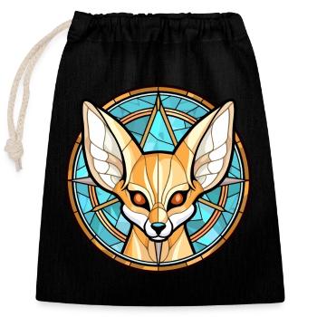 Fennec Fox bunte Aquarell-Tierillustration - Verschließbarer Geschenkbeutel aus Baumwolle (25x30cm) - Schwarz - Vorne