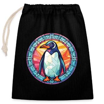 Pinguin bunte Aquarell-Tier-Illustration - Verschließbarer Geschenkbeutel aus Baumwolle (25x30cm) - Schwarz - Vorne