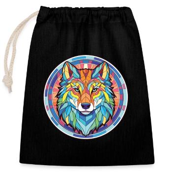 Wolf buntes Aquarell Tier Haustier Illustration - Verschließbarer Geschenkbeutel aus Baumwolle (25x30cm) - Schwarz - Vorne