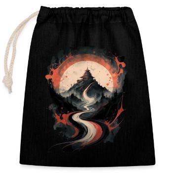 Temple chinois : mysticisme et splendeur - Sac cadeau en coton avec cordon (25 x 30 cm) - noir - Devant