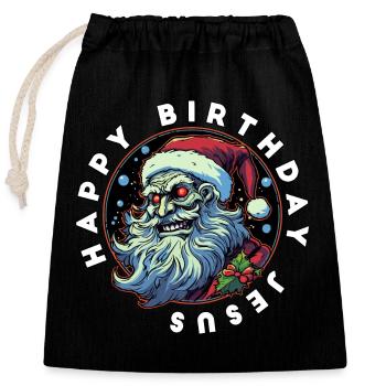 Ugly Christmas Happy Birthday Jesus Weihnachten - Closable cotton gift bag (25x30cm) - black - Front
