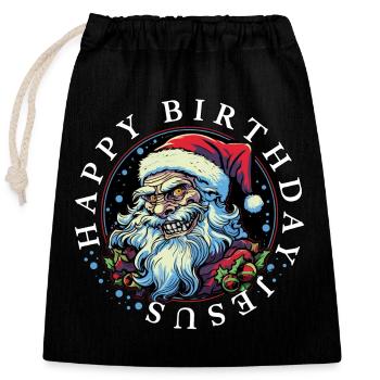 Ugly Christmas Happy Birthday Jesus Weihnachten - Closable cotton gift bag (25x30cm) - black - Front