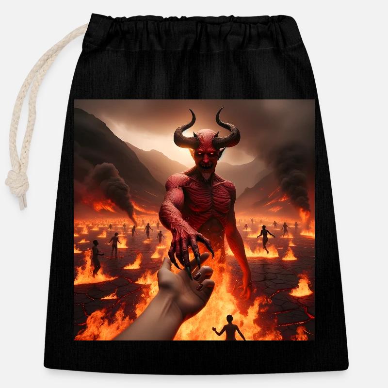Folgt mir in den Abgrund - Infernal Devil's Pact #17 - Verschließbarer Geschenkbeutel aus Baumwolle (25x30cm) - Schwarz