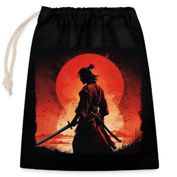 sunset samurai Warrior - Closable cotton gift bag (25x30cm) - black - Front
