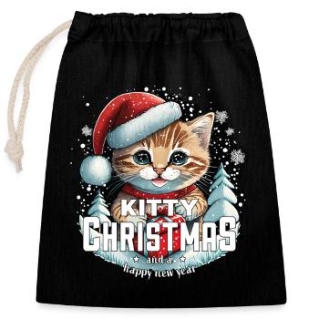 Christmas Cat - Kitty Christmas - Closable cotton gift bag (25x30cm) - black - Front