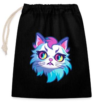 Ragdoll Cat Breed Aquarelle Cartoon Kawaii Pet - Sac cadeau en coton avec cordon (25 x 30 cm) - noir - Devant