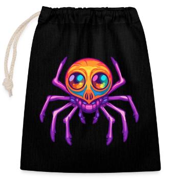 Spinne buntes Aquarell Cartoon Kawaii Tier - Verschließbarer Geschenkbeutel aus Baumwolle (25x30cm) - Schwarz - Vorne