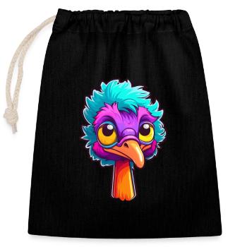 Emu Buntes Aquarell Cartoon Kawaii Tier - Verschließbarer Geschenkbeutel aus Baumwolle (25x30cm) - Schwarz - Vorne