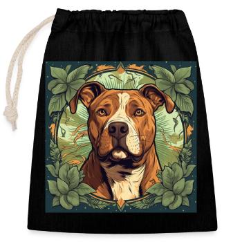 Chien American Pitbull Terrier - Sac cadeau en coton avec cordon (25 x 30 cm) - noir - Devant