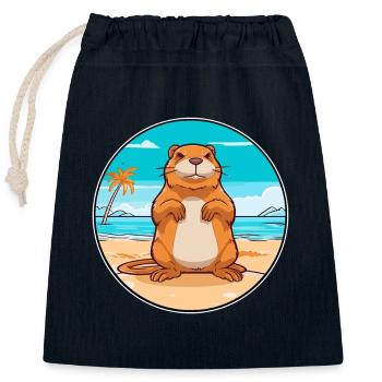 Gopher Aquarell Cartoon Kawaii Clipart Tier - Verschließbarer Geschenkbeutel aus Baumwolle (25x30cm) - Navy - Vorne